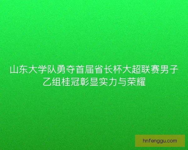 山东大学队勇夺首届省长杯大超联赛男子乙组桂冠彰显实力与荣耀